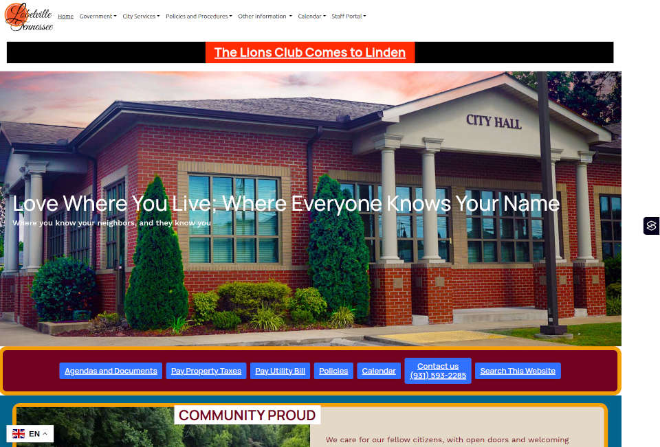 screenshot Lobelville, TN, page