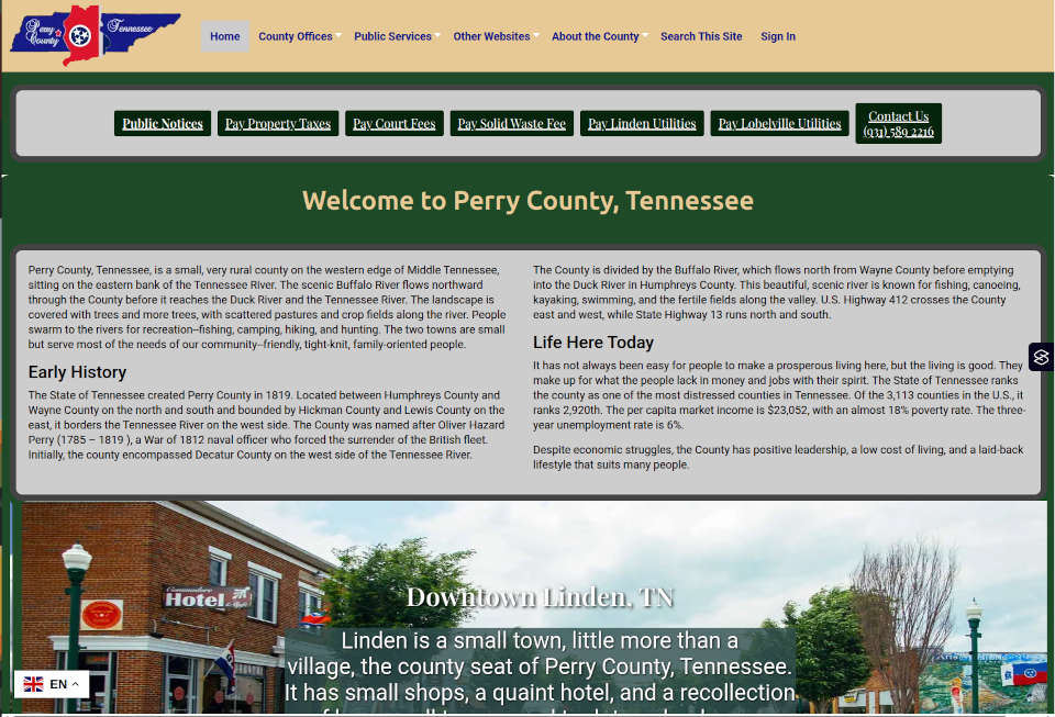 screenshot Perry County Website